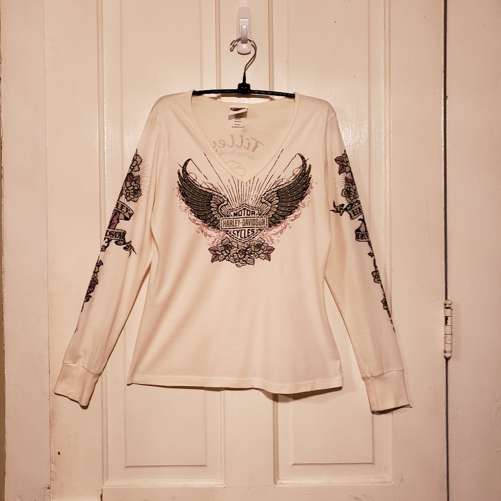 Harley Davidson long sleeve v-neck tee